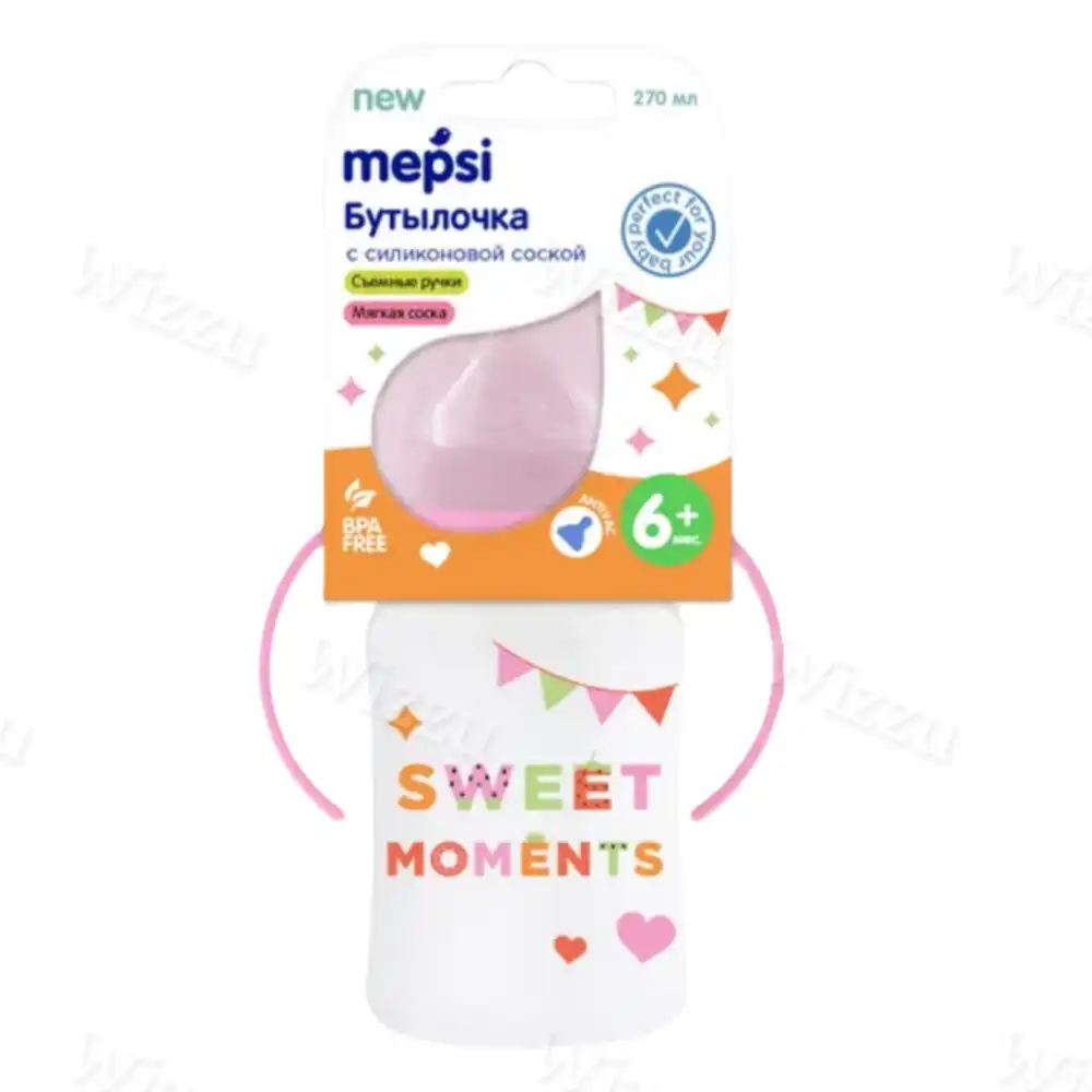 Бутылочка для кормления Mepsi с силиконовой соской 6+ 270мл (0246)