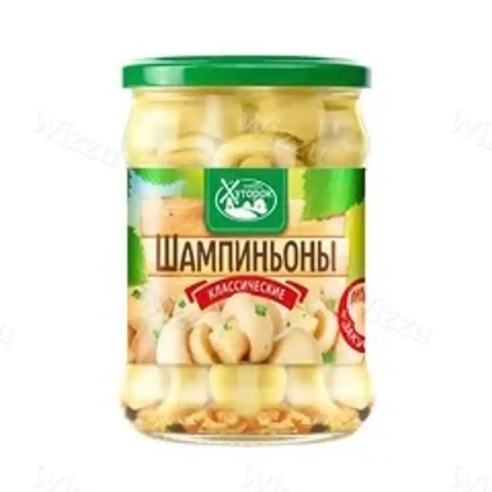 Грибы шампиньоны Бабушкин Хуторок классические сткл.450гр