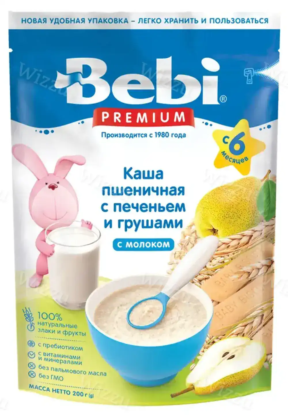 Каша молочная "Bebi" Пшеничная с Печеньем и Грушей 200г