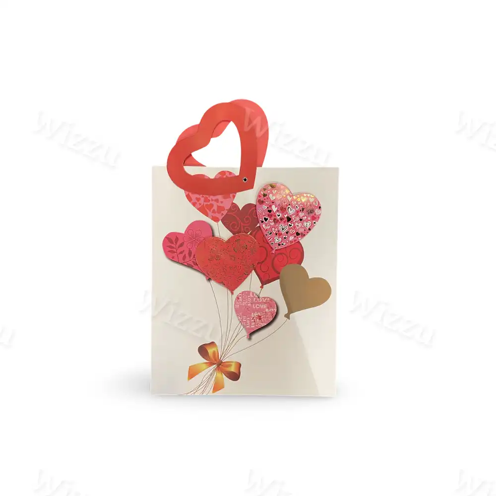 ПАКЕТ ПОДАРОЧНЫЙ БУМАЖНЫЙ "LOVE"  "ASMAR" РУЧКА В ВИДЕ СЕРДЦА 26*32*10 ПЛОТНОСТЬ 210ГР в спайке 12 шт AR-6548