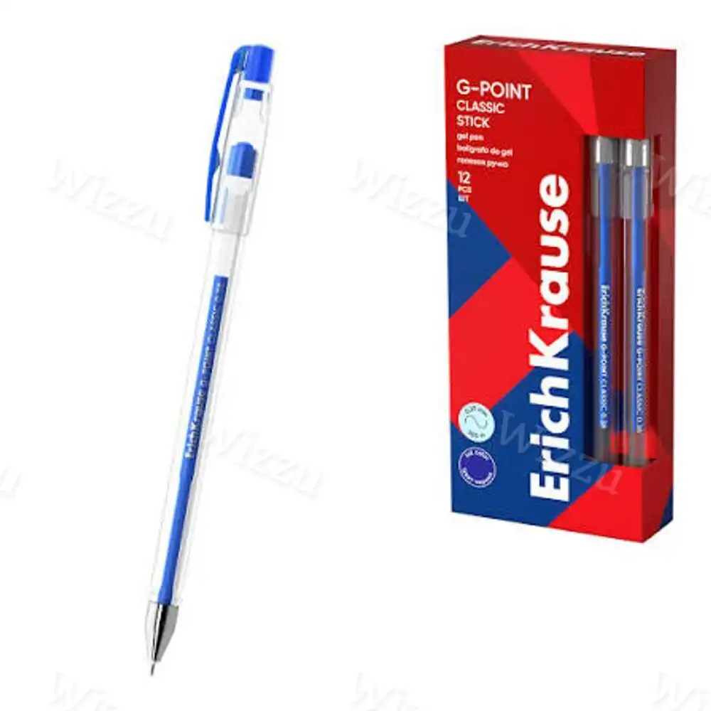 Ручка гелевая ErichKrause G-Point Stick Classic 0.38, цвет чернил синий (в коробке по 12 шт.) Арт.17627
