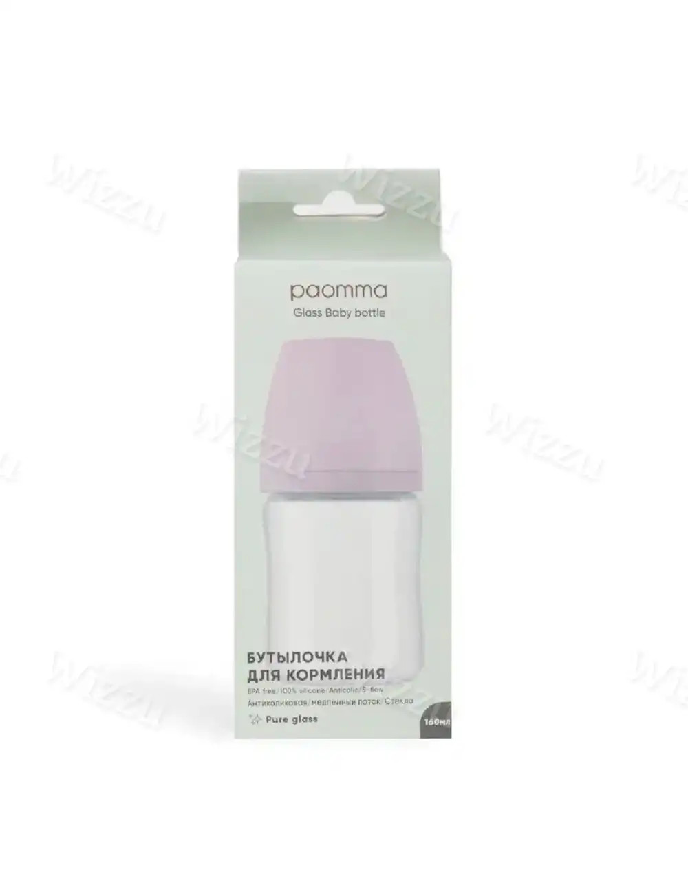 Бутылочка для кормления "Paomma" Light Grey стекло 160мл