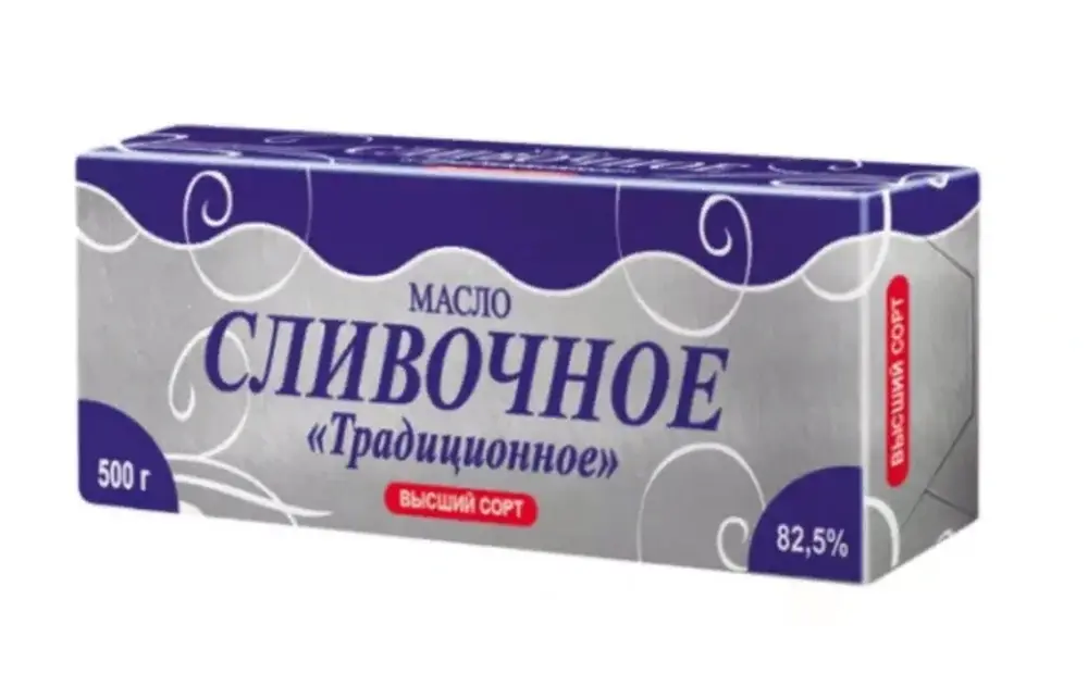 Масло сладко-сливочное Традиционное 82.5%, 500г
