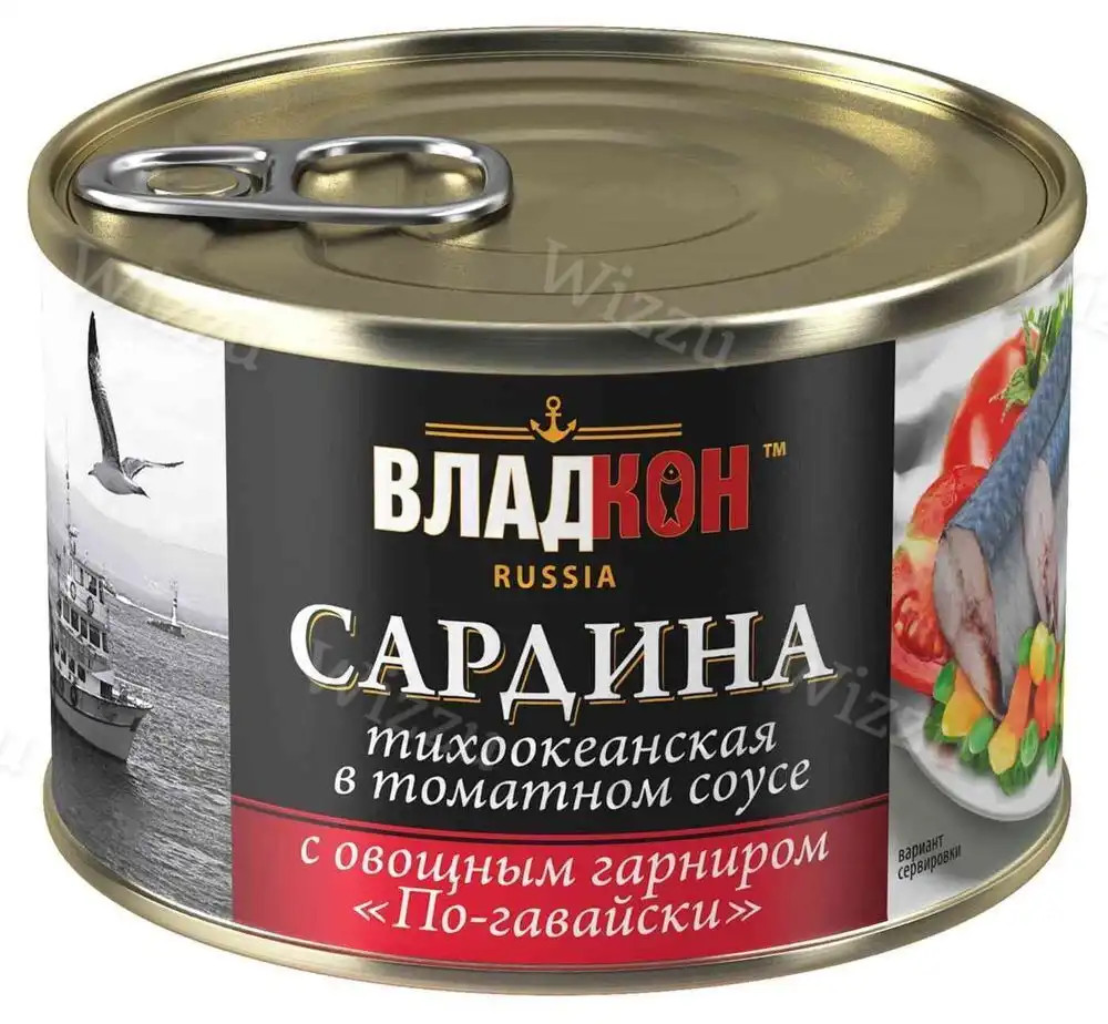 Сардина в т/с с овощами по-гавайски ж/б №6  ключ. 250гр ВЛАДКОН