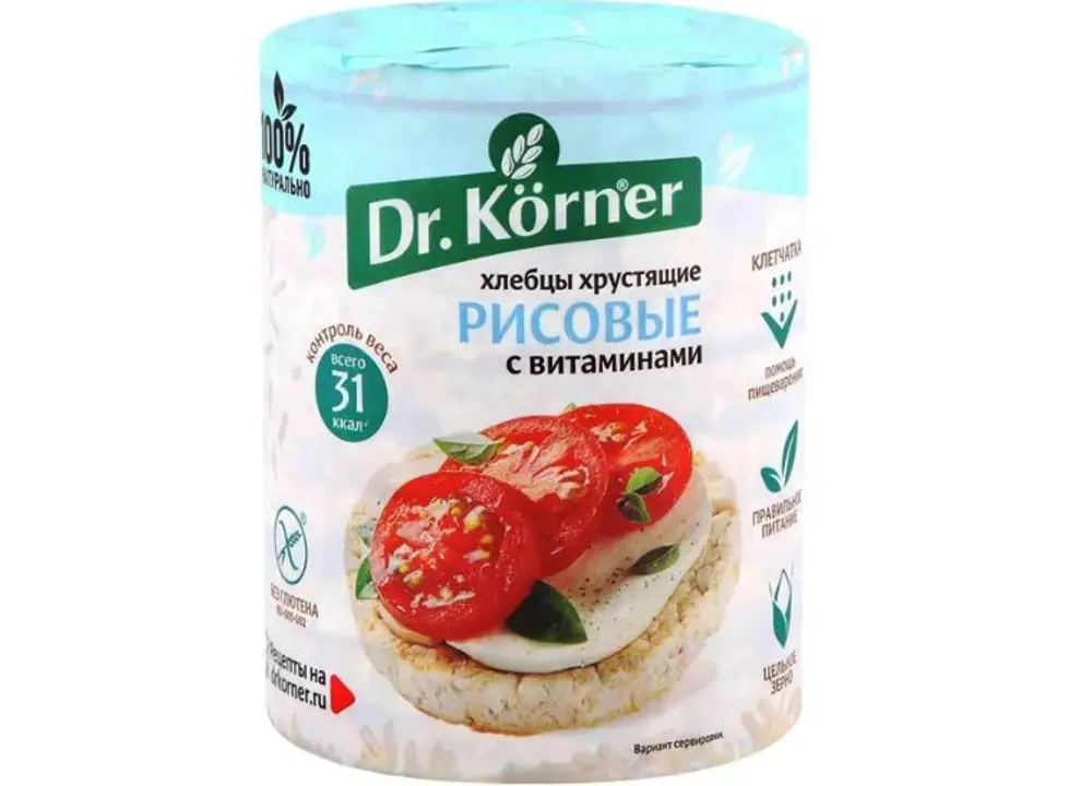 Хлебцы Dr. Korner хрустящие Рисовые с витаминами, 100г