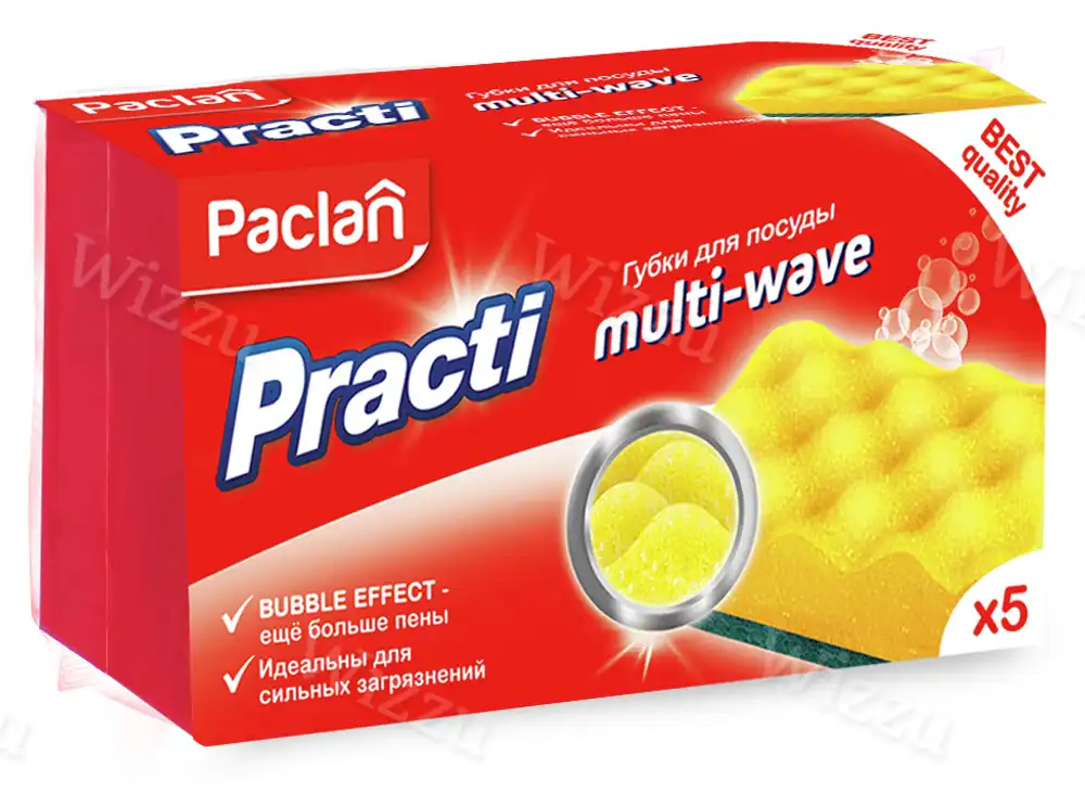 PACLAN PRACTI MULTI-WAVE губки для посуды 5шт