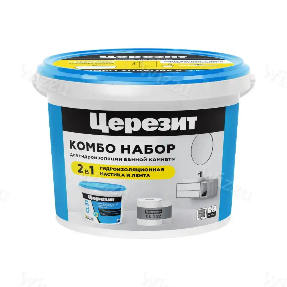 Мастика полимерная Церезит CL51 W8 7,5 кг + лента СL152 8 м