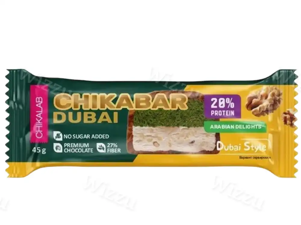 Батончик глаз.протеиновый CHIKABAR DUBAI Моккачино с фисташкой и хрустящим тестом 20% 45гр