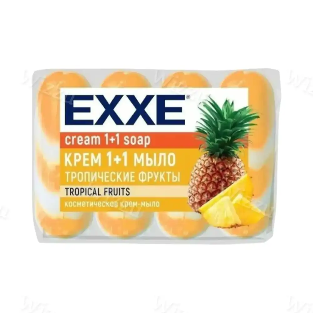 EXXE Косметическое мыло 1+1 "Тропические фрукты" 4шт*75г (ОРАНЖЕВОЕ)