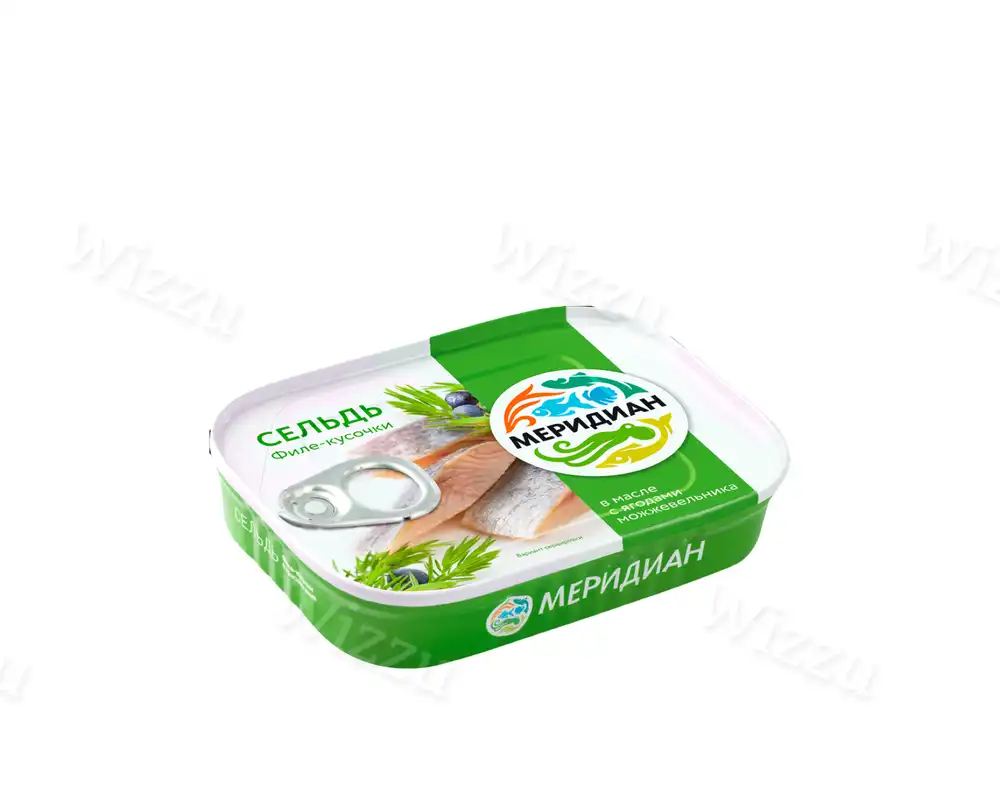 Меридиан Сельд филе кусочки в масле с ягодами можжжевельника 115гр