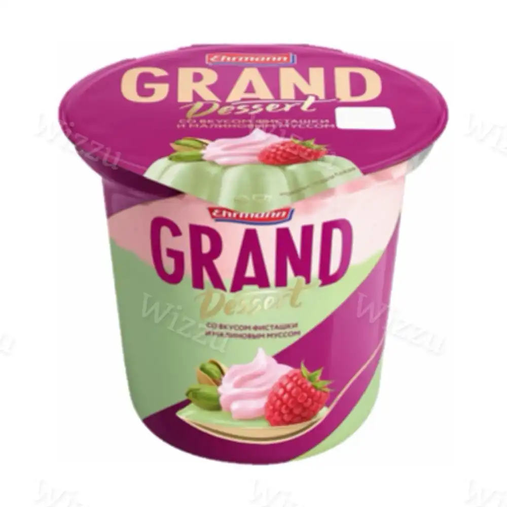 Йогуртовый Grand Dessert со вкусом Фисташки и малиновым Муссом 4,7% 200гр