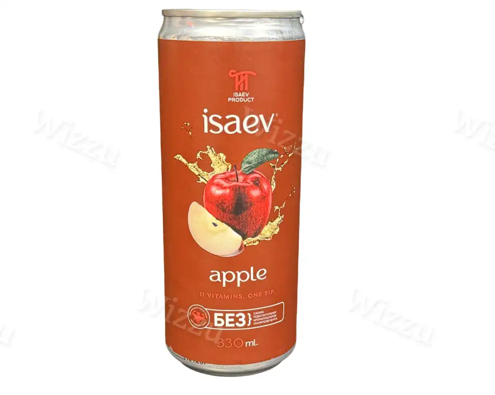 Напиток ISAEV со вкусом Натурального Яблоко без сахара жб 0,33мл