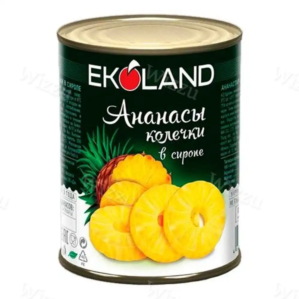 Ананасы кольцами "Ekoland" жб 850гр