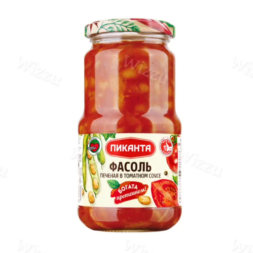 Фасоль печеная в томатном соусе "Пиканта" 470гр * 6шт (стекло)
