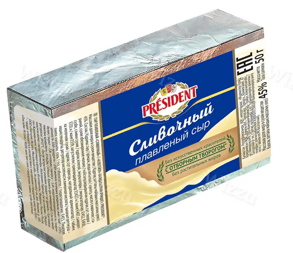 Сыр плавленый Президент Сливочный 50г, шт