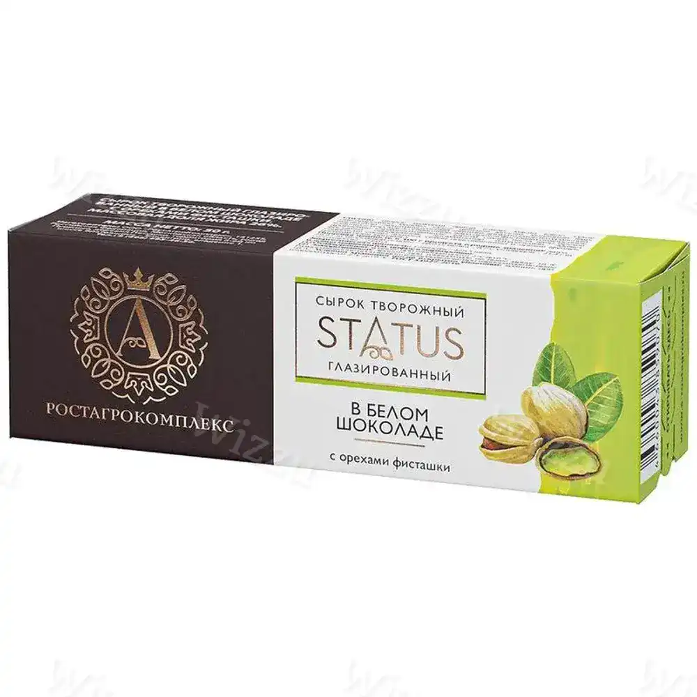Сырок творожный "STATUS" Ростагрокомплекс в молочн.шок.со вкусом "земляники и фисташек" 50гр