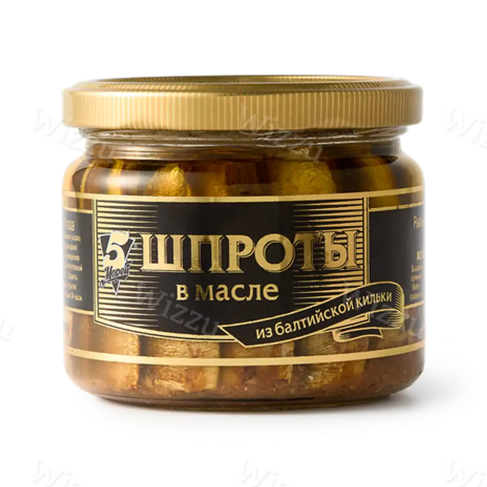 Шпроты 5 морей в масле ст/б 270г, шт