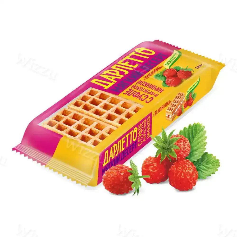 Вафли Дарлетто мягкие со взбитыми сливками и земляникой 144г, шт