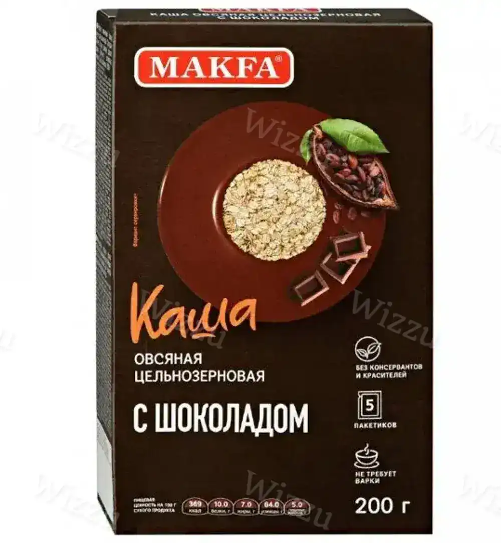Каша Макфа овсяная цельноз с шоколадом 200г, шт