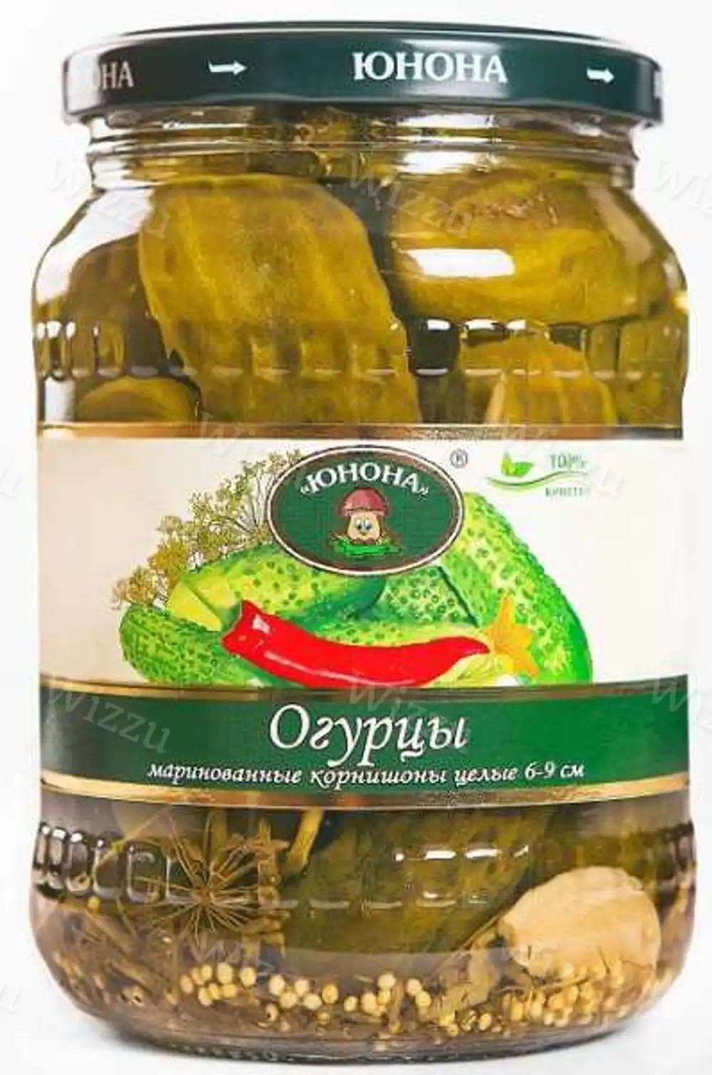 Огурцы маринованные целые 9-12 3000г ст/б Юнона