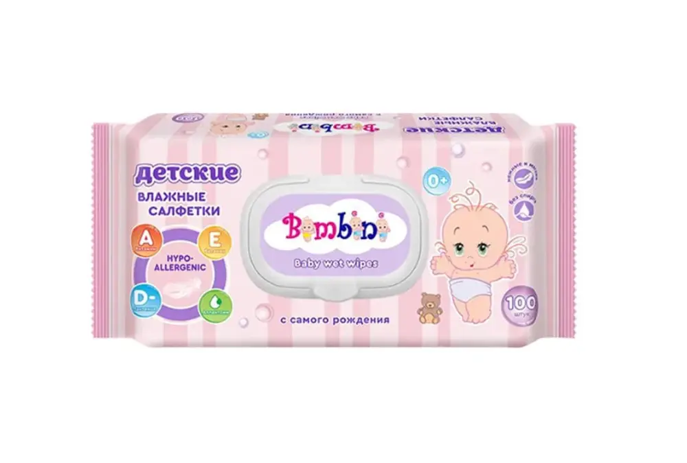 Влажные салфетки BAMBINI №100 "Foi" очищающие 100шт