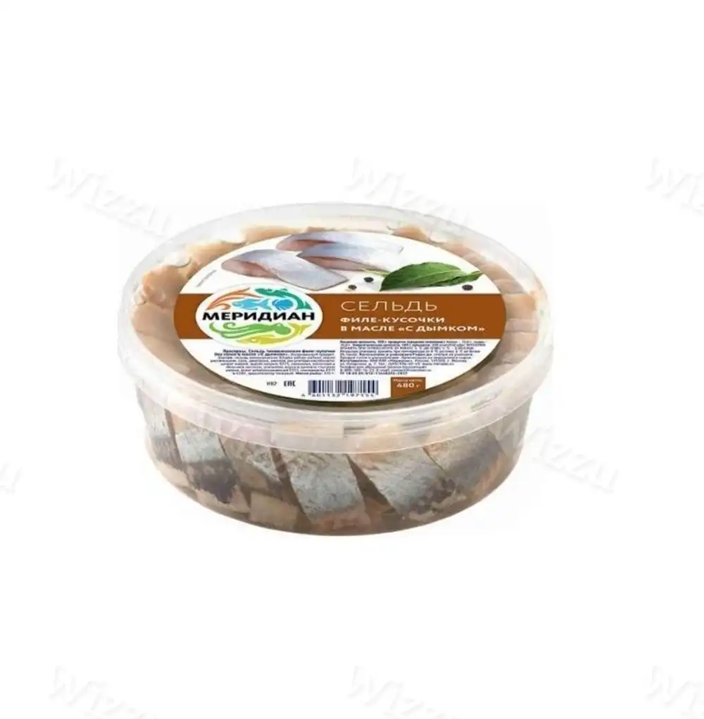 Сельдь Меридиан Филе-кусочки в масле "С Дымком" 480г