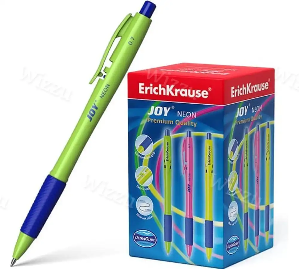 Ручка шариковая автоматическая ErichKrause JOY® Matic&Grip Neon 0.7, Super Glide Technology, цвет чернил синий (в коробке по 50 шт.) Арт.43347