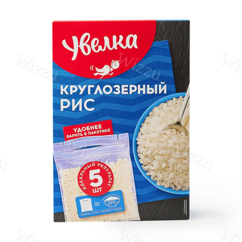 Рис Увелка в пакетиках для варки круглозерный шлифованный 80гр