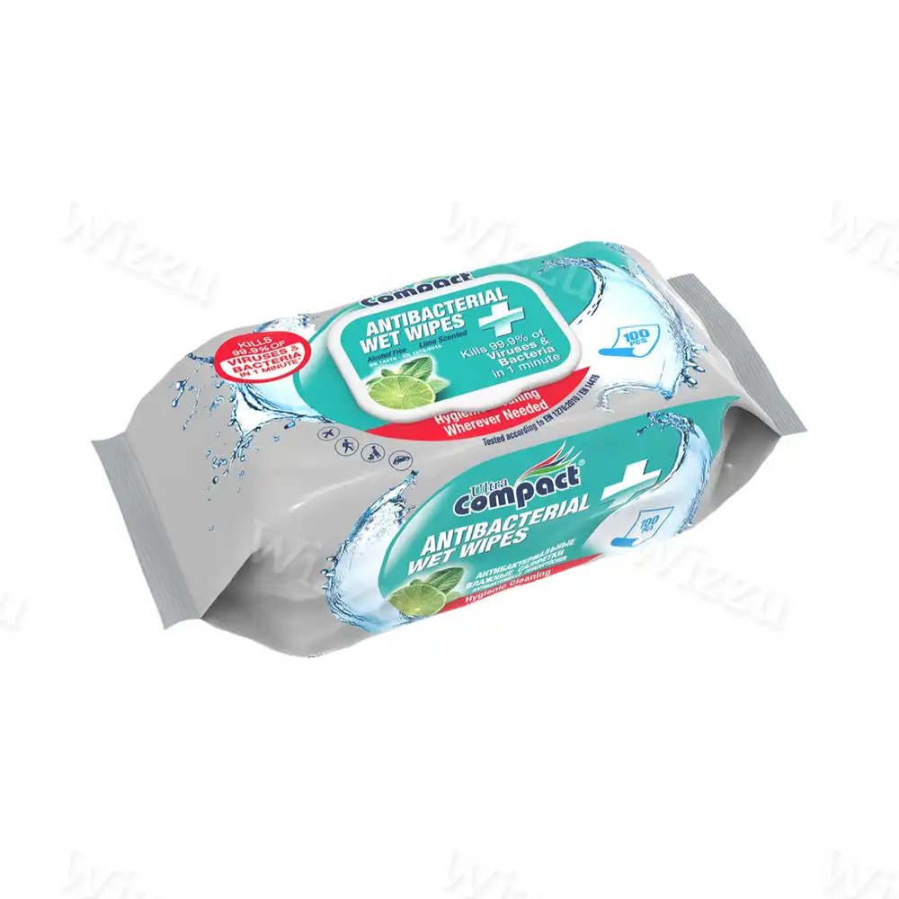 Влажные салфетки Compact Антибактериальные 100шт