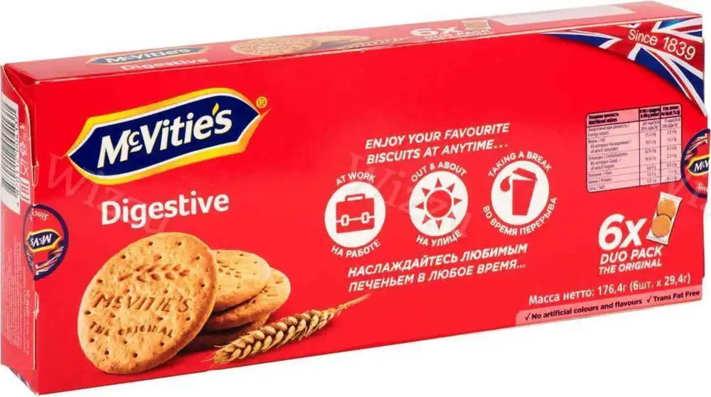 Печенье цельнозерновое Mc. Vities Original 29,4гр корб