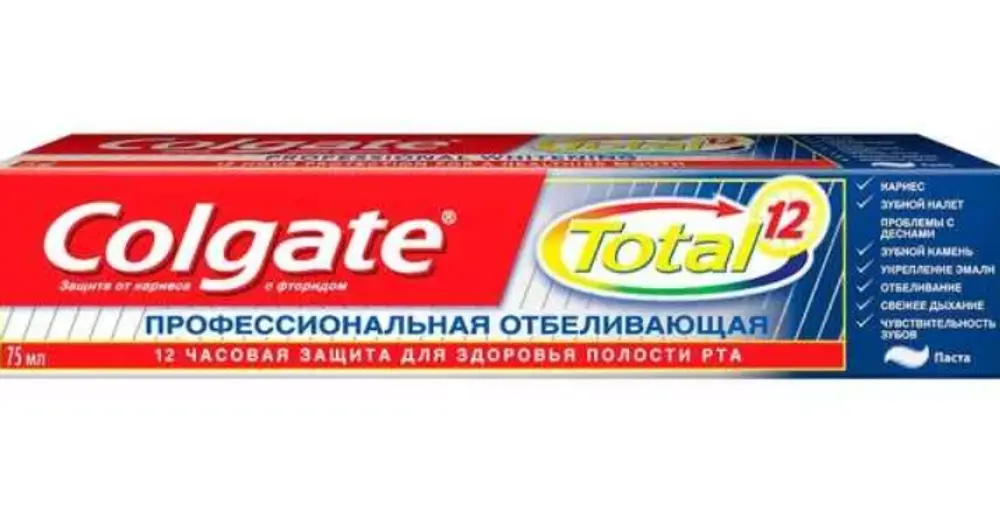 Зубная паста Colgate Total 12 Профессиональная Отбеливающая, 75мл