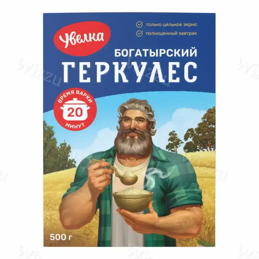 Геркулес Увелка Хлопья овсяные Богатырский 20 минут 500г, шт