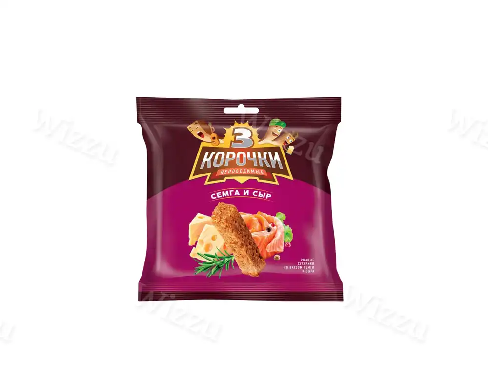 Сухарики Три Корочки ржаные 100г сыр-семга, шт
