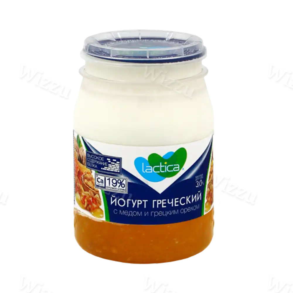 Йогурт Греческий двухслойный "Lactica" с медом и грецким орехом 190гр
