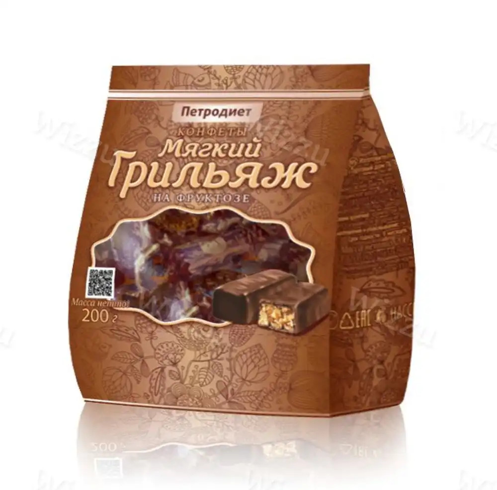 Конфеты Петродиет Грильяжные на фруктозе, 200г