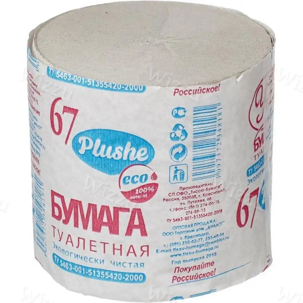 Туалетная бумага Плюше Уют 1сл 1шт, шт