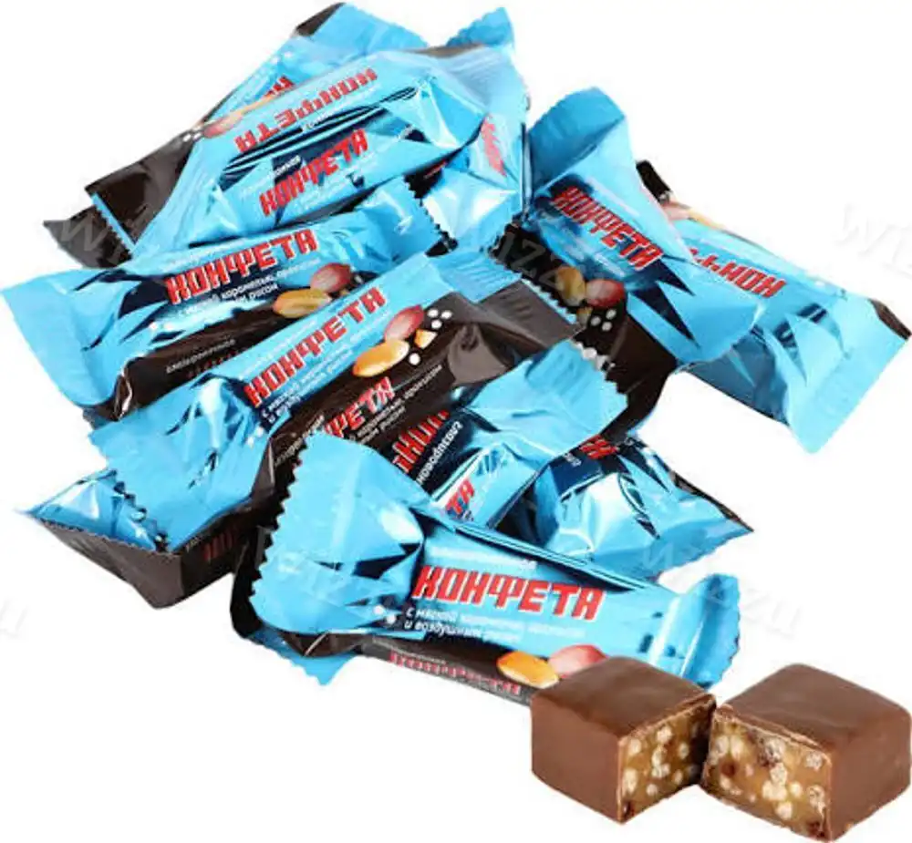 Конфеты глазированные карамель с арахисом мюсли Паркур mini весовые