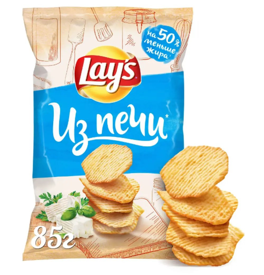 Чипсы Lay's из печи нежный сыр с зеленью 85г мяг/уп