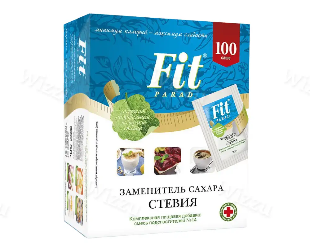 Смесь подсластителей "ФитПарад № 14 СТЕВИЯ" СТИКИ- 100шт на основе эритритола