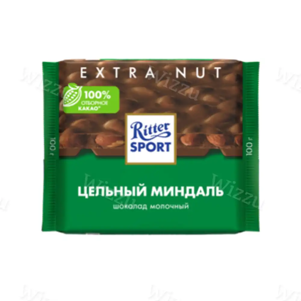 Шоколад Риттер Спорт Extra молочный цельный миндаль 100г, шт