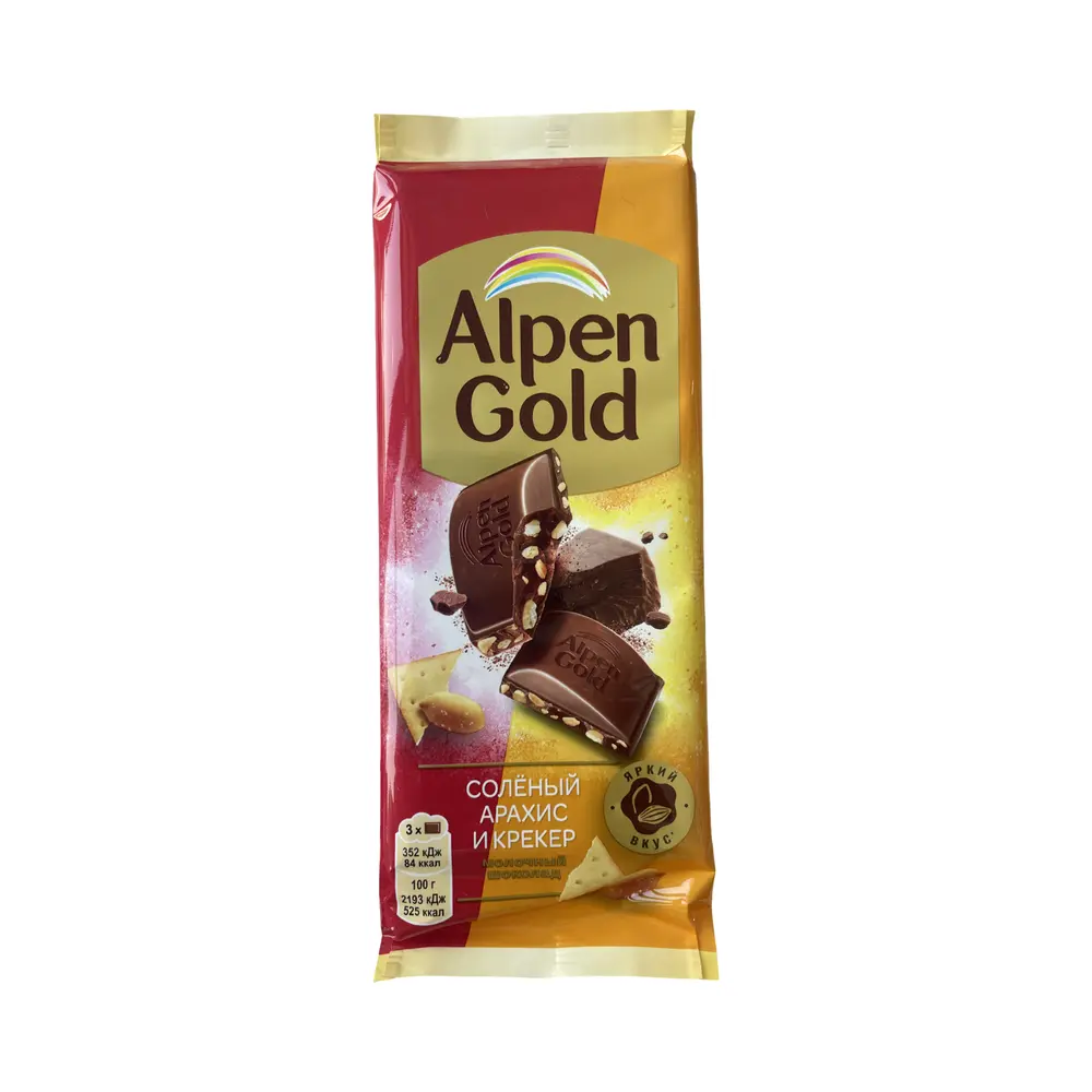 шоколад  Alpen Gold соленый арахис и крекер 80гр