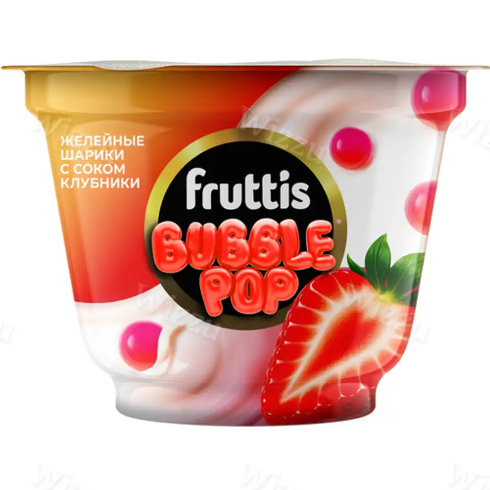 Йогурт Fruttis Bubble Pop со вкусом Клубники и желейные шарики 4,4% 180гр