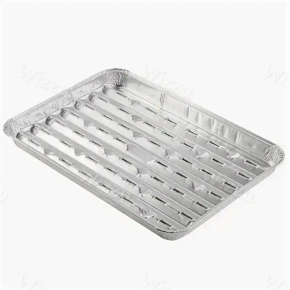 Алюминиевая форма "БАРБЕКЮ" 1400 мл, с отверстиями, размер: 342 х 228 мм, дно: 328 х 214 мм