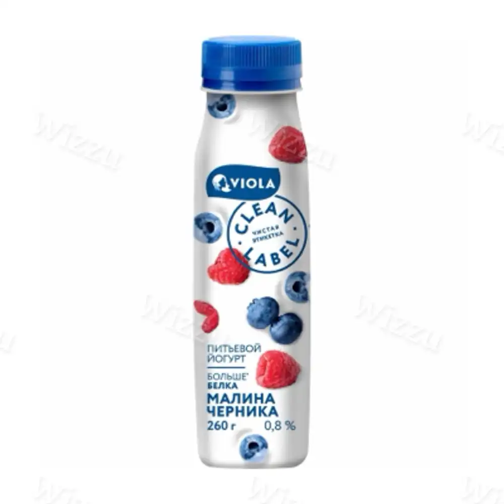 Йогурт питьевой Clean Label 0,8% Малина-черника 260гр