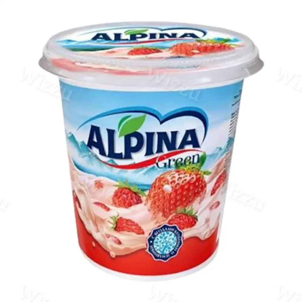 Йогурт Alpina Green стакан Клубника - Земляника 15% 700гр