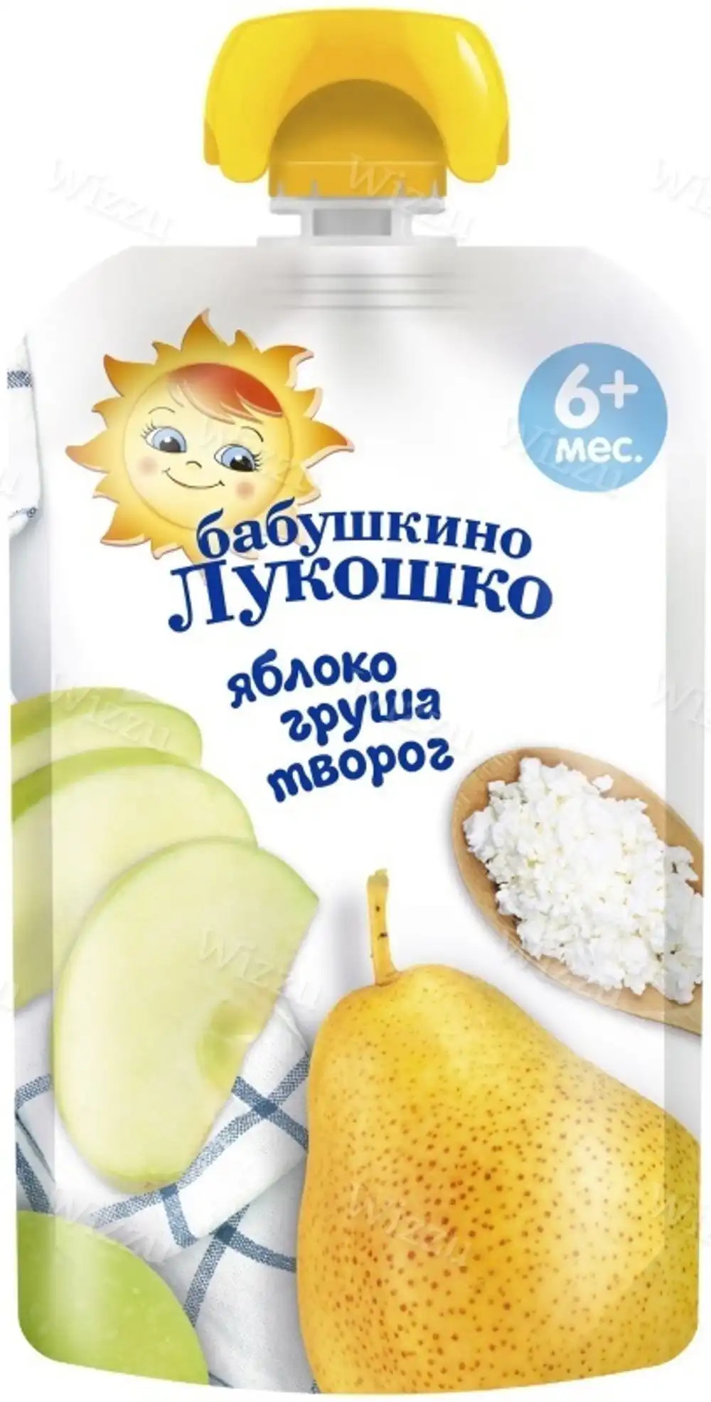 Детское пюре "Бабушкино Лукошко" Яблоко,груша,творог 90г, шт