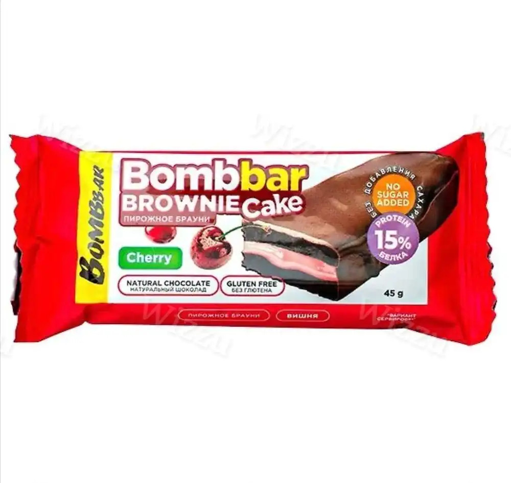 ТМ Бомббар пирожное протеиновое глаз.с начинкой Brownie с вишней 45гр