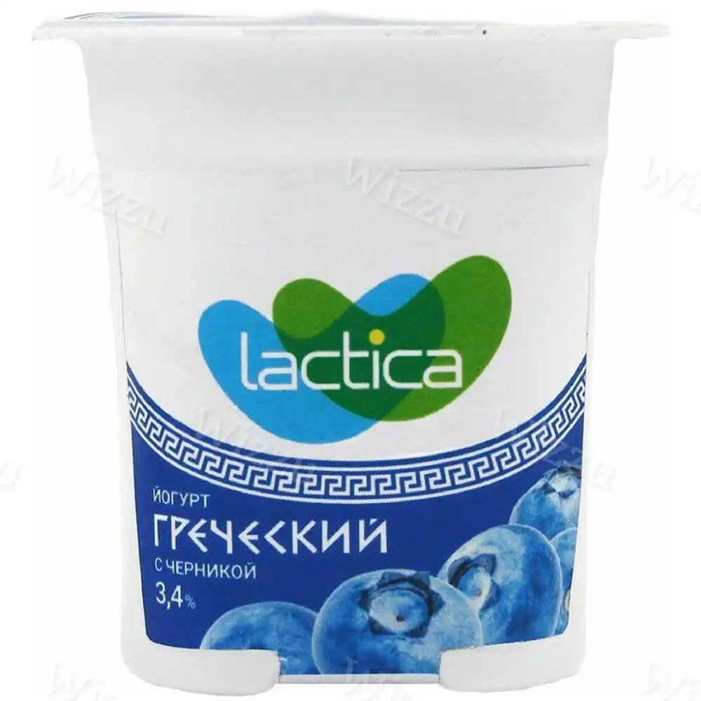 Йогурт Греческий Lactica двухслойный с Черникой 3,4% 120гр