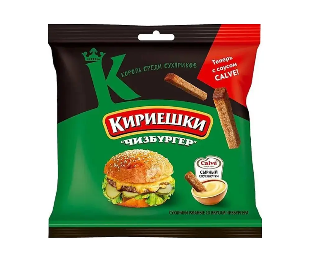 Сухарики Кариешки чизбургер с сырным соусом 60г