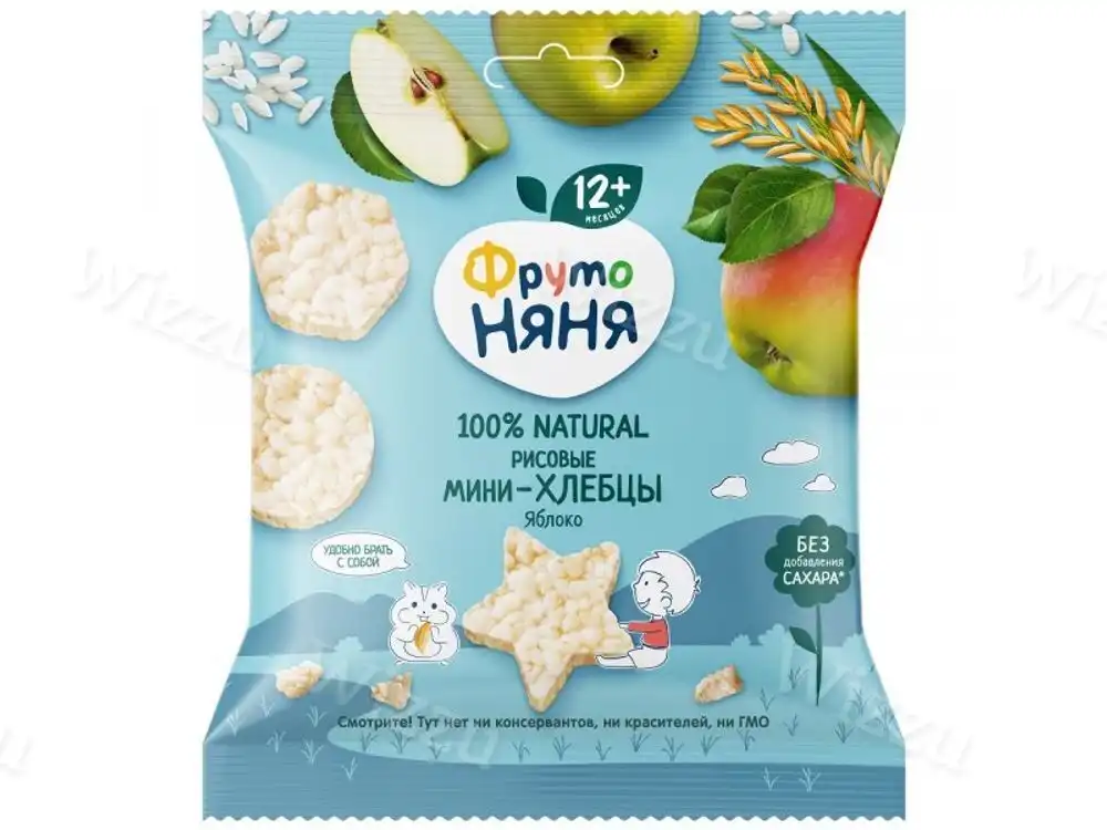 Мини-хлебцы рисовые "ФрутоНяня" Яблоко 30гр